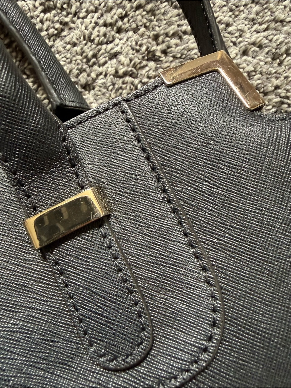 Rebecca Minkoff Amorous Satchel Black Saffiano Leather Gold Crossbody Bag - Picture 9 of 16